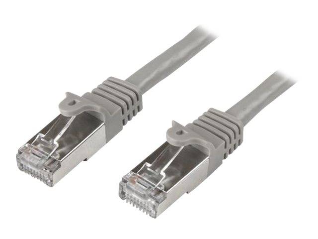 Zwei graue Ethernet-Kabel mit RJ45-Steckern auf weißem Hintergrund.