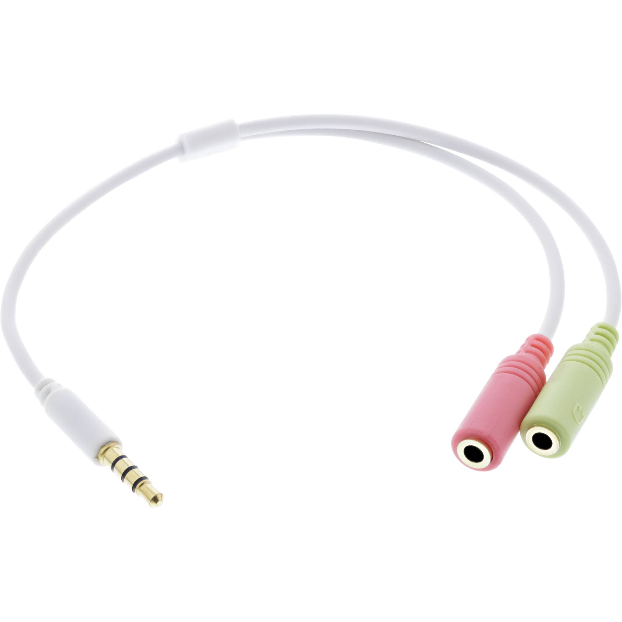 INLINE - Headset Adapterkabel - 3,5mm Stecker an 2x3,5mm Buchse - weiß - 0,25m