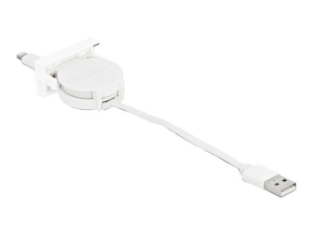 Delock - Lightning-Kabel - USB männlich bis Lightning männlich - 50 cm - weiß, RAL 9003 - einziehbar, flach - für Apple iPad/iPhone/iPod (Lightnin