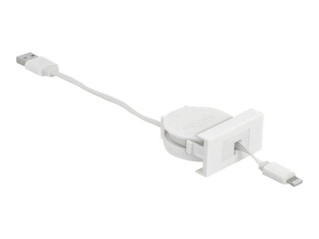 Delock - Lightning-Kabel - USB männlich bis Lightning männlich - 50 cm - weiß, RAL 9003 - einziehbar, flach - für Apple iPad/iPhone/iPod (Lightnin