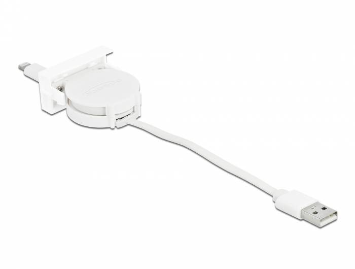 Delock - Lightning-Kabel - USB männlich bis Lightning männlich - 50 cm - weiß, RAL 9003 - einziehbar, flach - für Apple iPad/iPhone/iPod (Lightnin