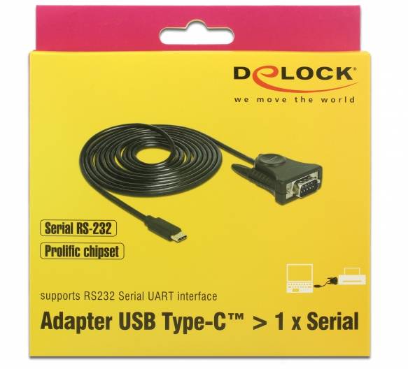 DeLOCK - Serieller Adapter - USB-C (M) bis DB-9 (M)