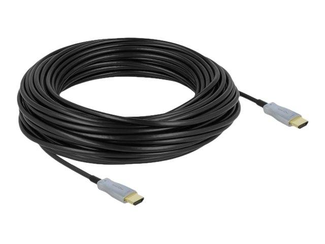 Delock - High Speed - HDMI-Kabel - HDMI männlich bis HDMI männlich - 25 m - Glasfaser - Schwarz - 4K Unterstützung, Active Optical Cable (AOC)