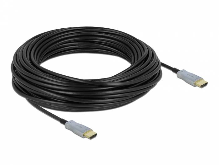 Delock - High Speed - HDMI-Kabel - HDMI männlich bis HDMI männlich - 25 m - Glasfaser - Schwarz - 4K Unterstützung, Active Optical Cable (AOC)
