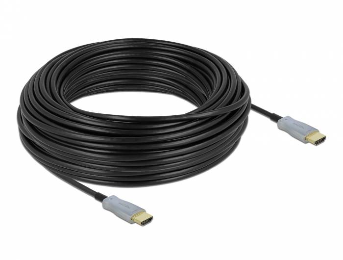 Delock - High Speed - HDMI-Kabel - HDMI männlich bis HDMI männlich - 30 m - Glasfaser - Schwarz - 4K Unterstützung, Active Optical Cable (AOC)
