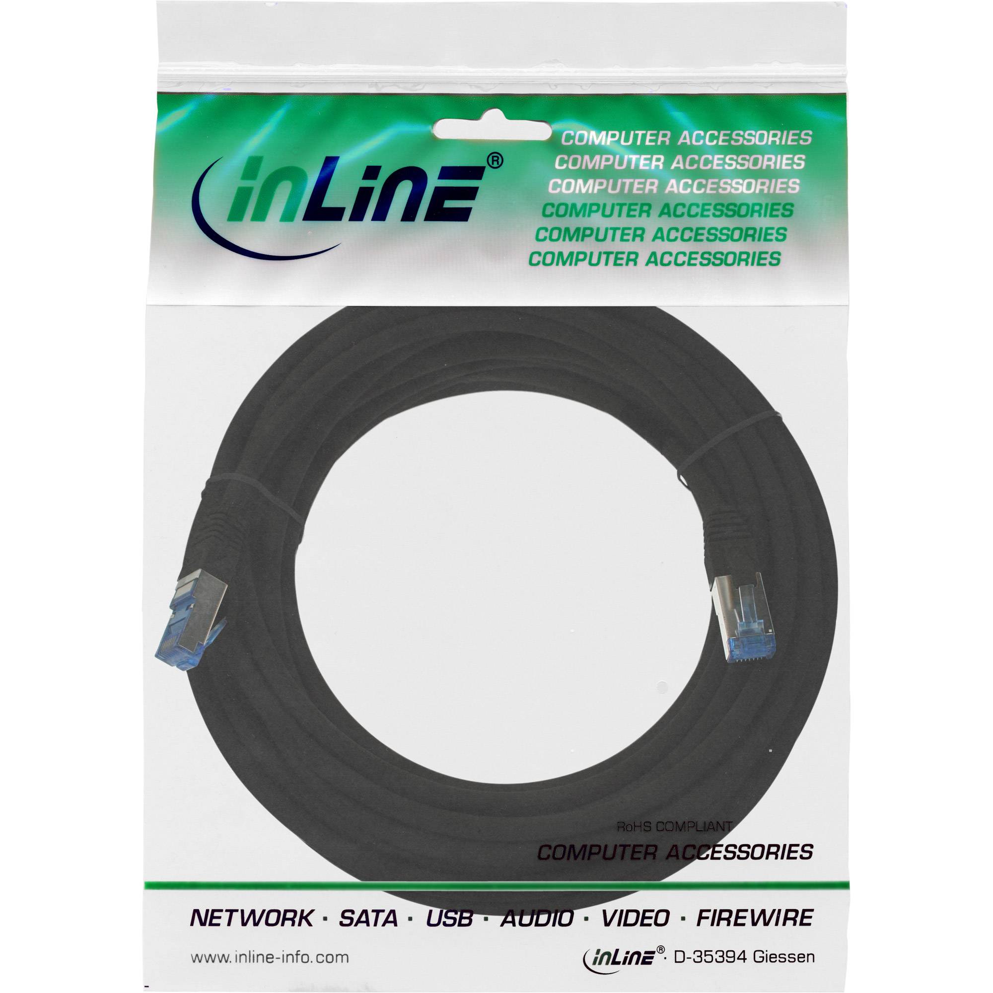 INLINE - Patchkabel - S/FTP (PiMf) - Cat.6A - halogenfrei - schwarz - 20m
