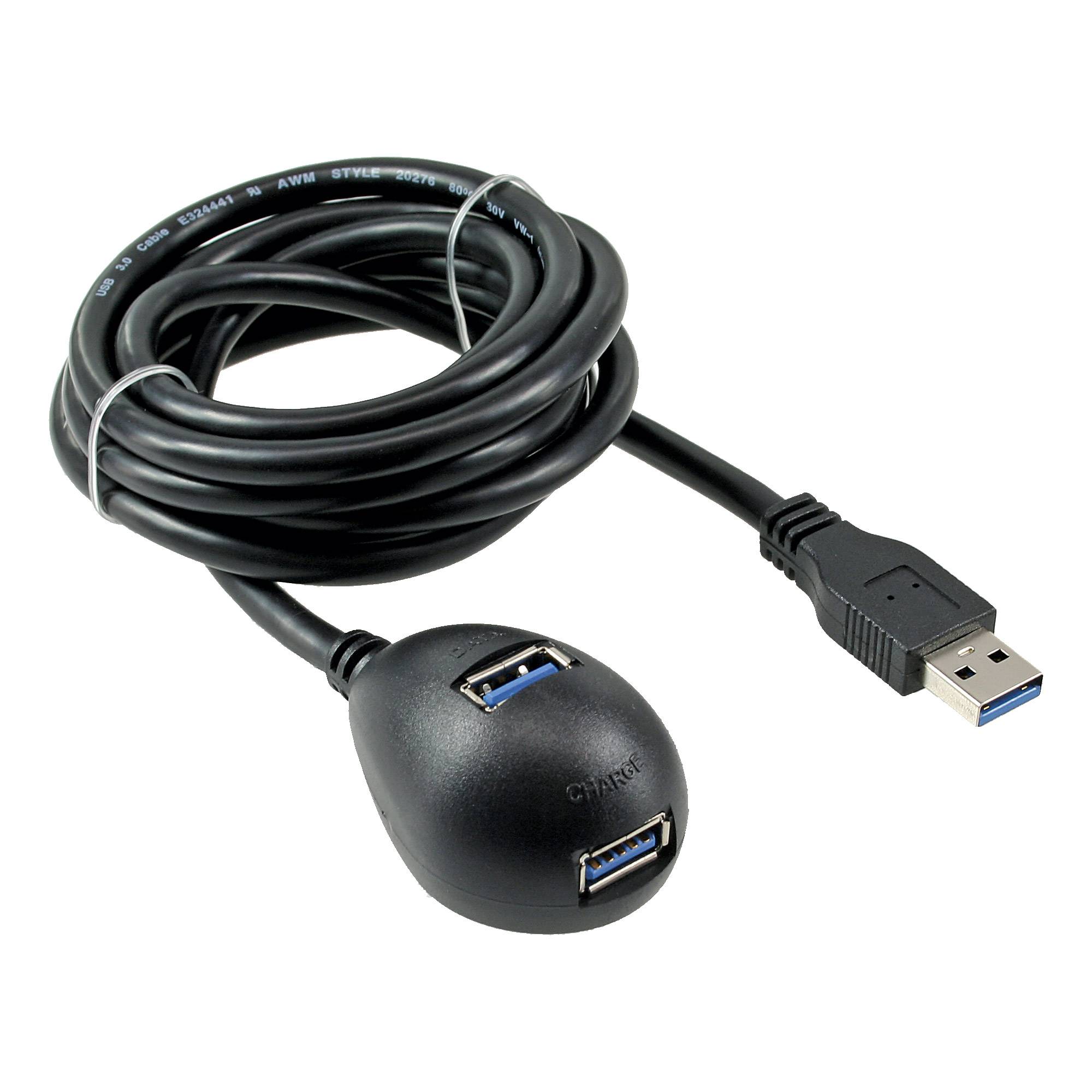 INLINE - USB 3.2 Gen.1 Verl. - USB A Stecker / Buchse - schwarz - mit Standfuß - 1m