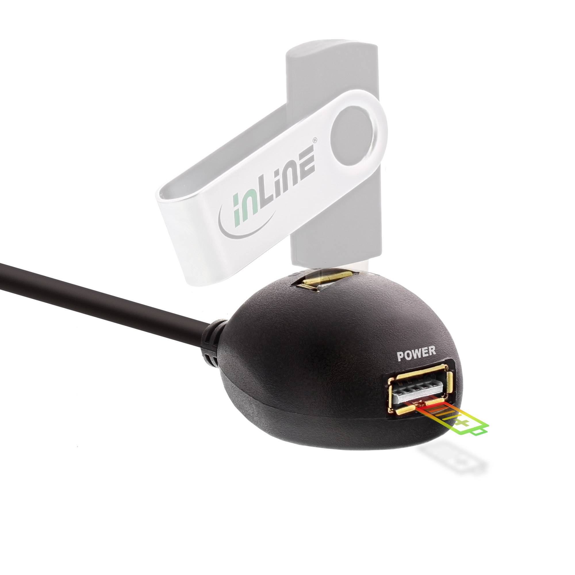 INLINE - USB 3.2 Gen.1 Verl. - USB A Stecker / Buchse - schwarz - mit Standfuß - 2m