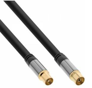 INLINE - Premium Antennenkabel - 4x geschirmt - >110dB - schwarz - 0,5m