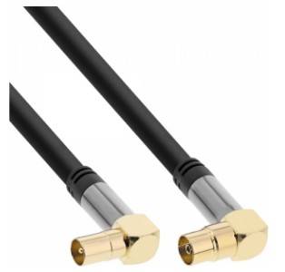 InLine Premium - Antennenkabel - 0.78 mm² - IEC-Anschluss männlich gewinkelt bis IEC-Anschluss weiblich gewinkelt