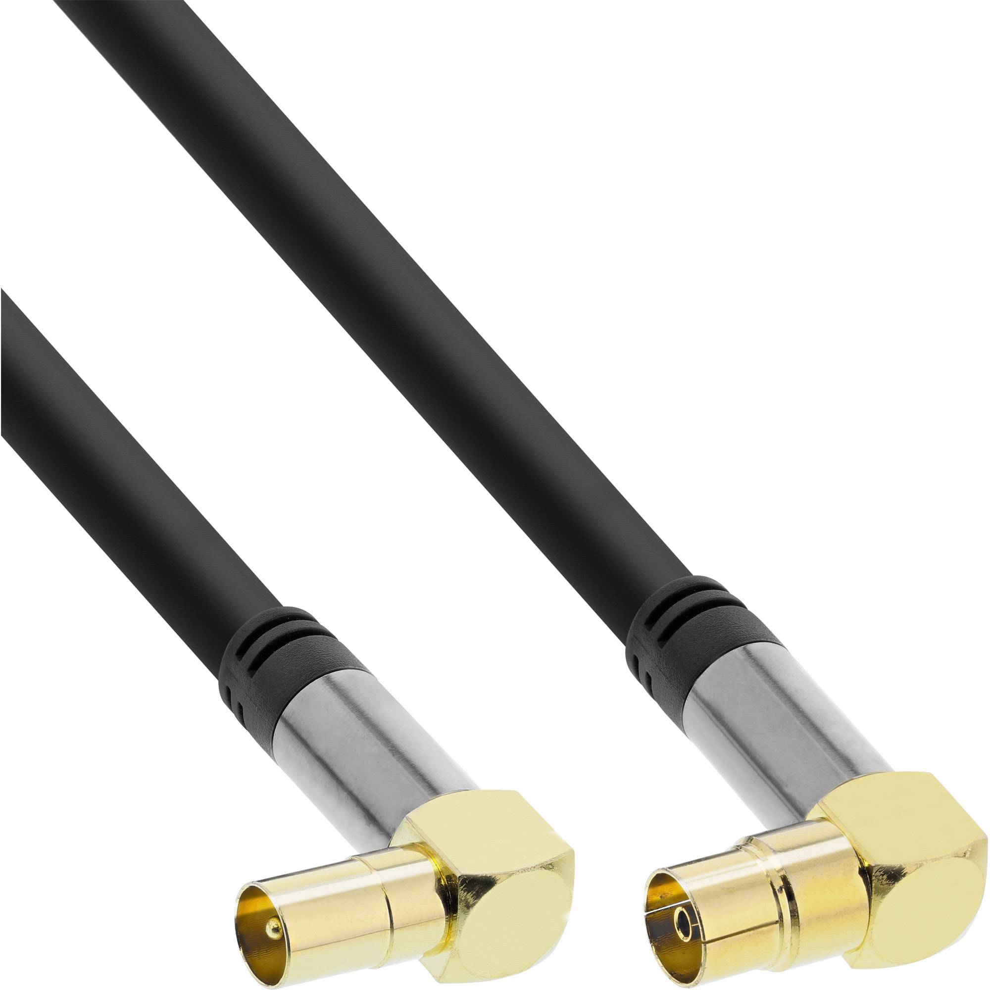 INLINE - Premium Antennenkabel gewinkelt - 4x geschirmt - >110dB - schwarz - 10m