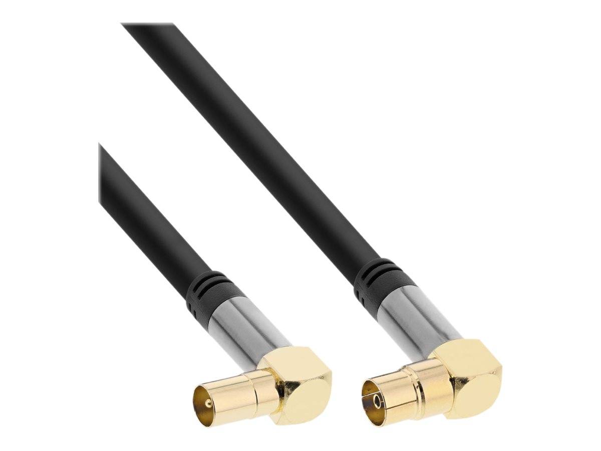 INLINE - Premium Antennenkabel gewinkelt - 4x geschirmt - >110dB - schwarz - 10m