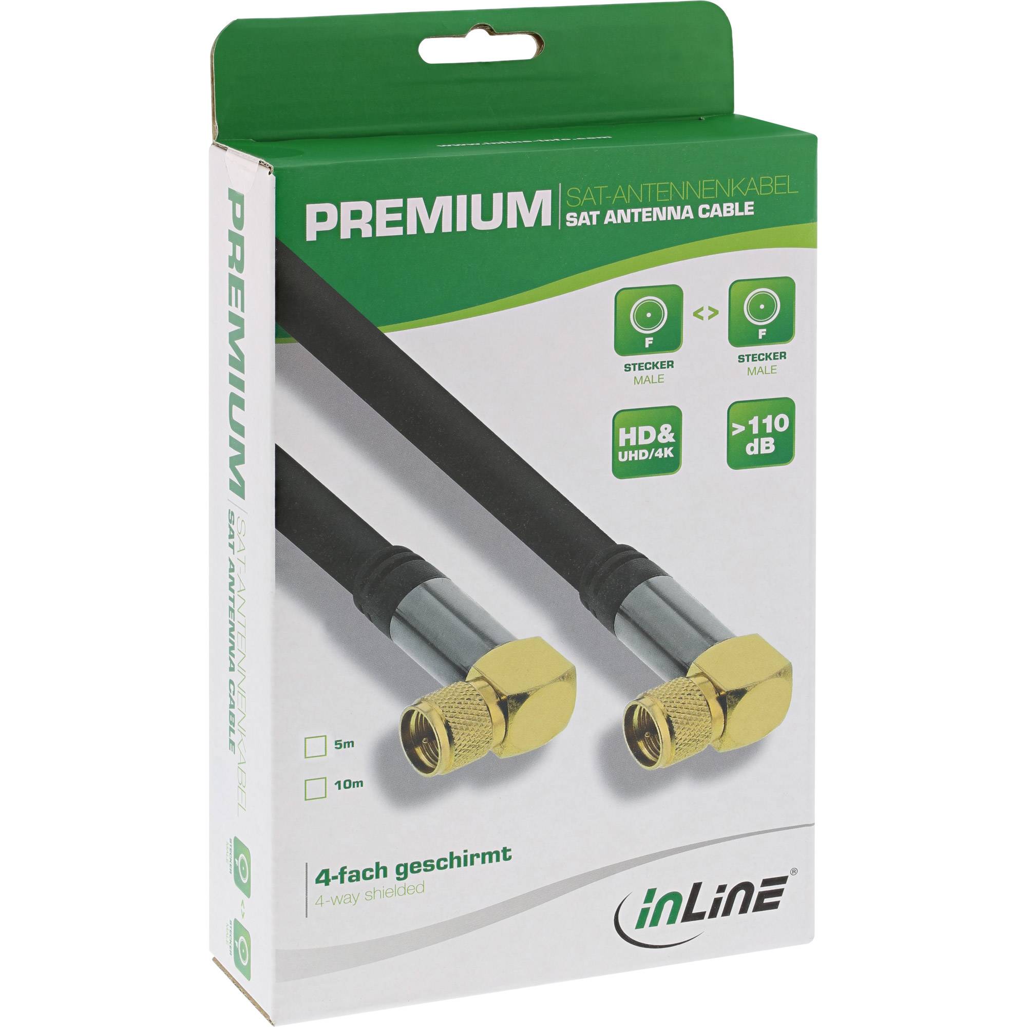 InLine Premium - Antennenkabel - 0.78 mm² - F-Stecker Stecker gewinkelt bis F-Stecker Stecker gewinkelt