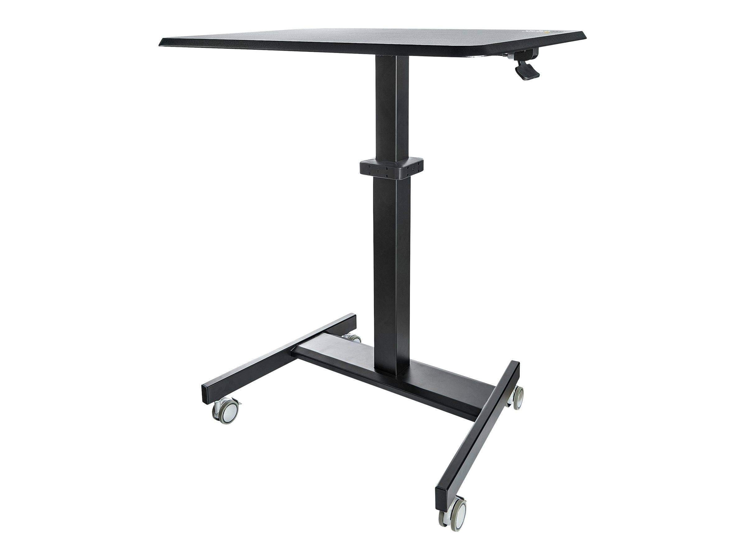 StarTech.com Höhenverstellbarer Schreibtisch - Sit Stand Workstation - Ergonomischer Stehpult mit Rollen - One-Touch-Lift für Lehrer/Schüler (STSCA