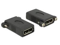 Zwei schwarze Videoadapter-Stecker, einer mit einem weiblichen HDMI-Anschluss und einer mit einem männlichen HDMI-Verbinder, abgebildet auf weißem Hintergrund.
