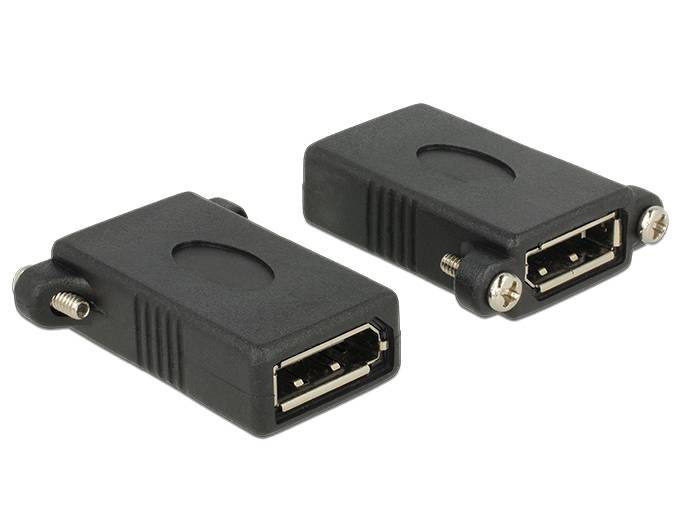Zwei schwarze HDMI-Buchse-zu-Buchse-Kupplung/Adapter auf weißem Hintergrund.