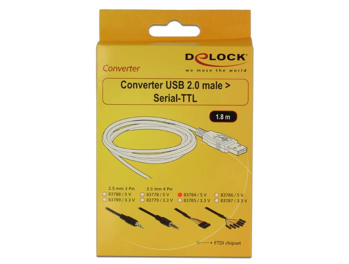 DeLock Converter USB 2.0 > Serial-TTL 6 pin socket Pinheader 1.8 m (5 V)
