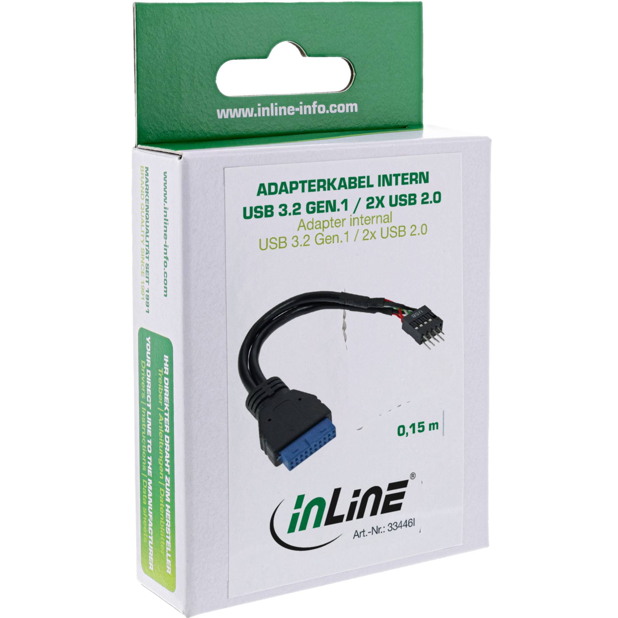 INLINE - USB 3.0 zu 2.0 Adapterk. int. - USB 3.0 / USB 2.0 Pfostenanschluss - 0,15m
