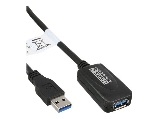 INLINE - USB 3.2 Gen.1 Aktiv-Verlängerung - Stecker A an Buchse A - schwarz - 5m