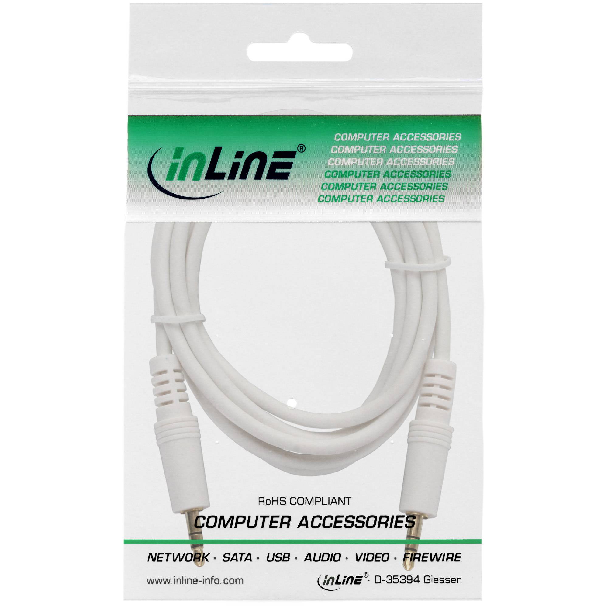 INLINE - Klinke Kabel - 3,5mm Stecker / Stecker - Stereo - weiß / gold - 1,5m