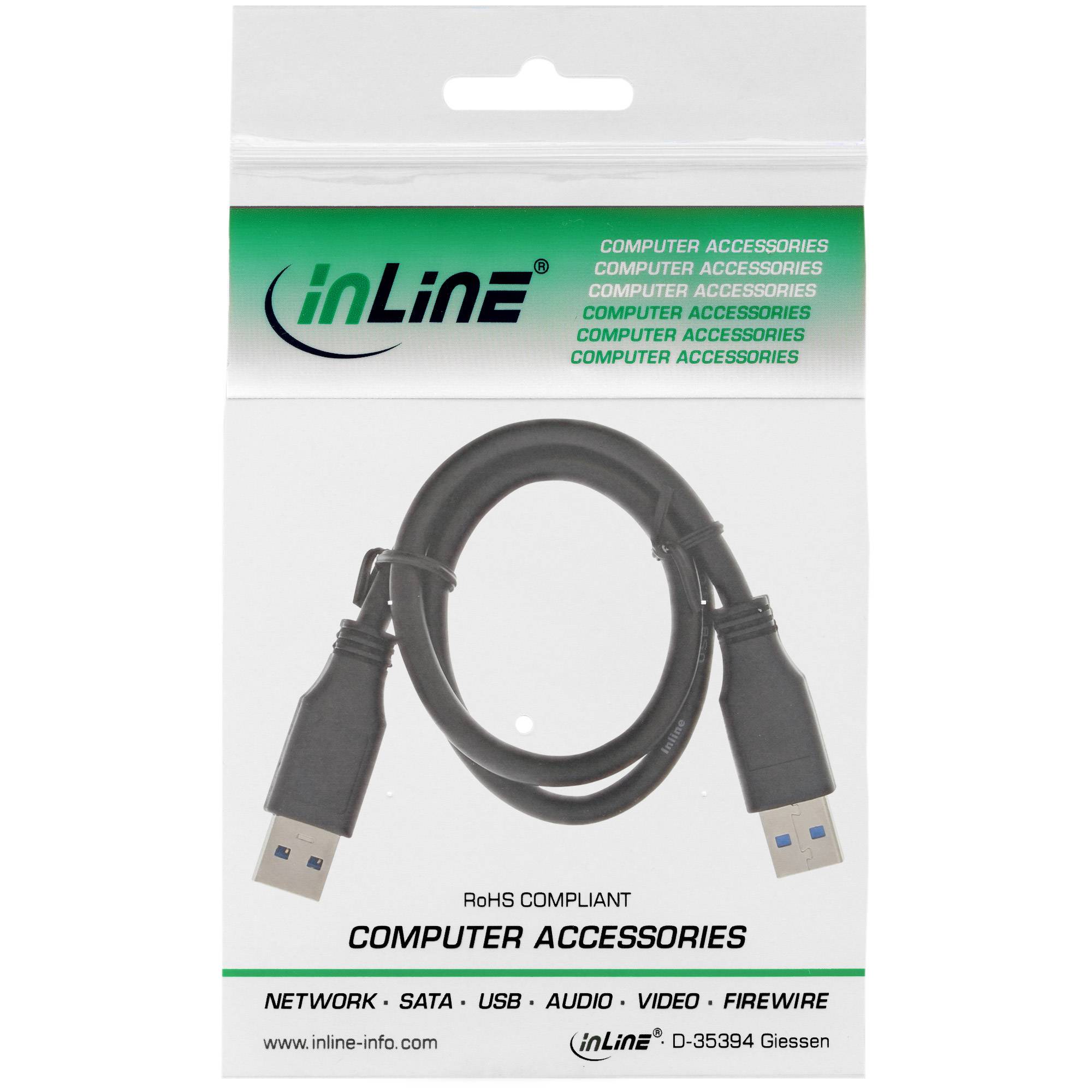 INLINE - USB 3.2 Gen.1 Kabel - A an A - schwarz - 0,5m