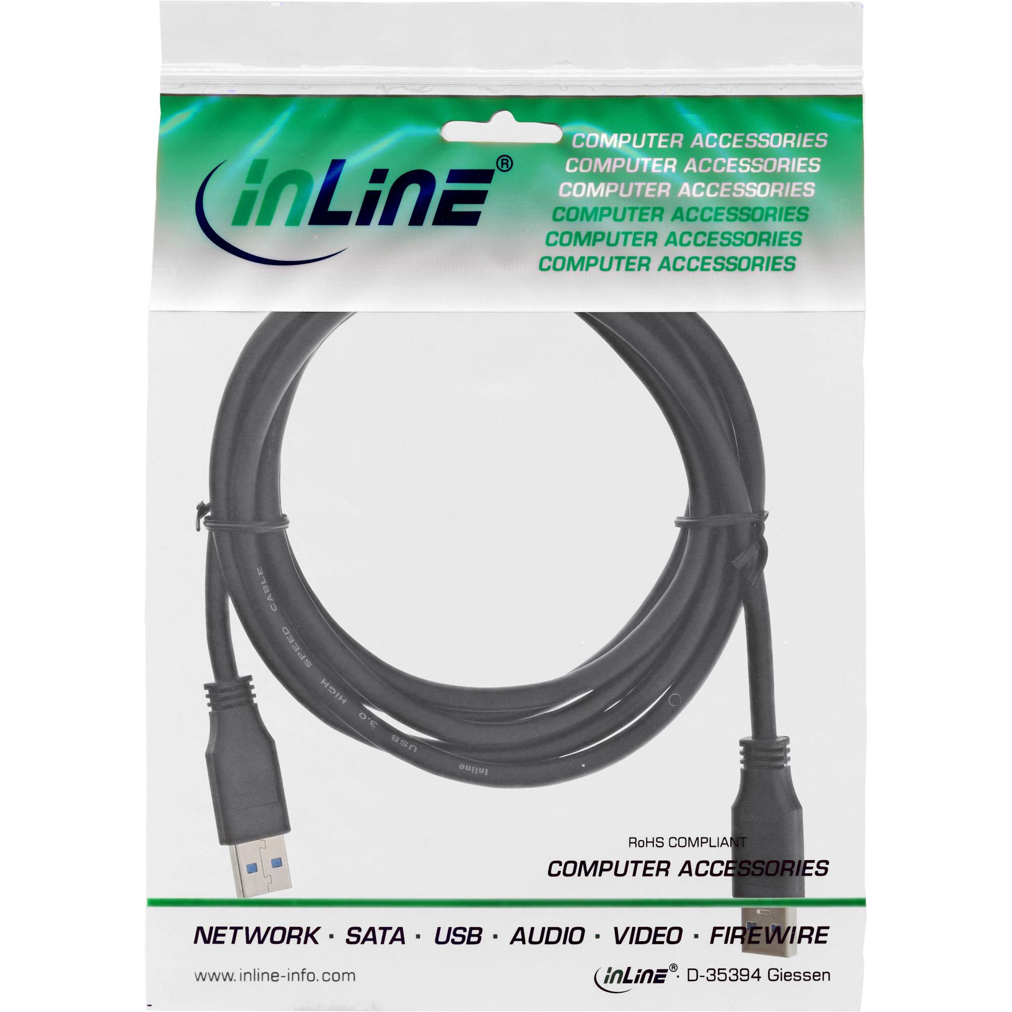 INLINE - USB 3.2 Gen.1 Kabel - A an A - schwarz - 0,5m