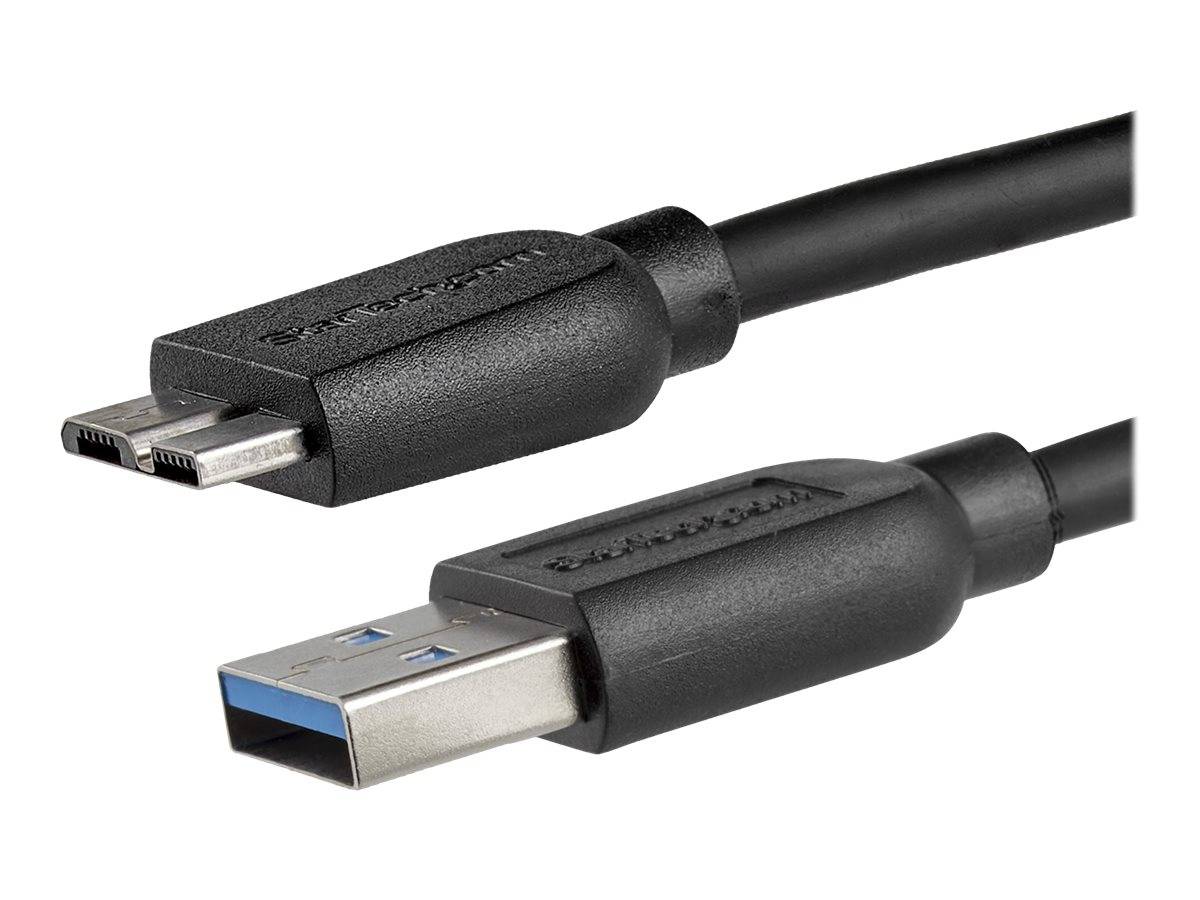 StarTech.com 2m schlankes SuperSpeed USB 3.0 A auf Micro B Kabel - St/St - USB 3.0 Anschlusskabel - Schwarz - USB-Kabel