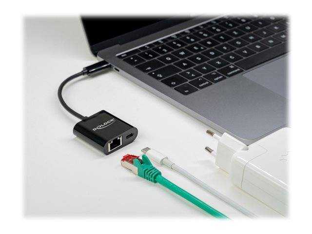Delock - Netzwerkadapter - USB-C 3.2 Gen 1 - Gigabit Ethernet x 1 + USB-C (nur Spannungsversorgung)
