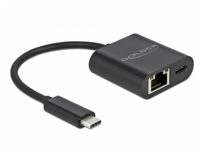 DeLOCK - Netzwerkadapter - USB-C 3.2 Gen 1 - Gigabit Ethernet x 1 + USB-C (nur Spannungsversorgung)