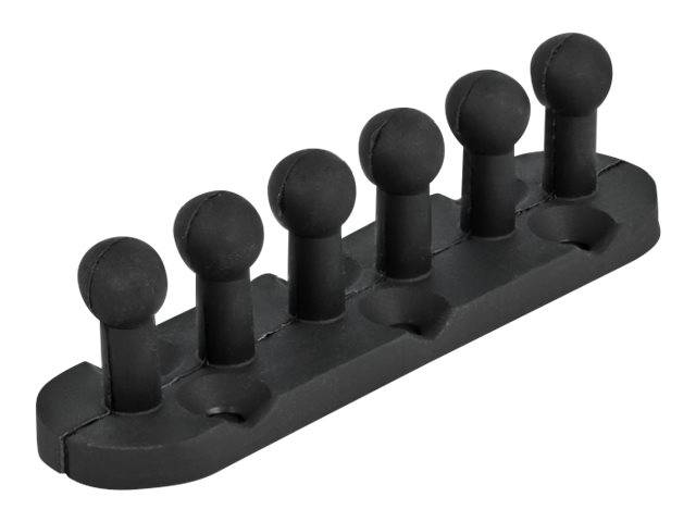 DeLOCK - Kabelhalter - Tisch montierbar, Oberfläche montierbar, geeignet für Wandmontage - Schwarz (Packung mit 6)