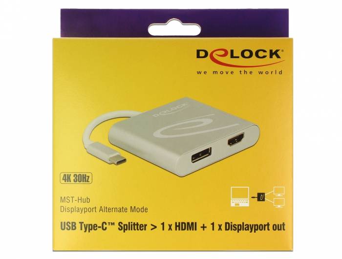 DeLOCK - Externer Videoadapter - USB-C - HDMI, DisplayPort