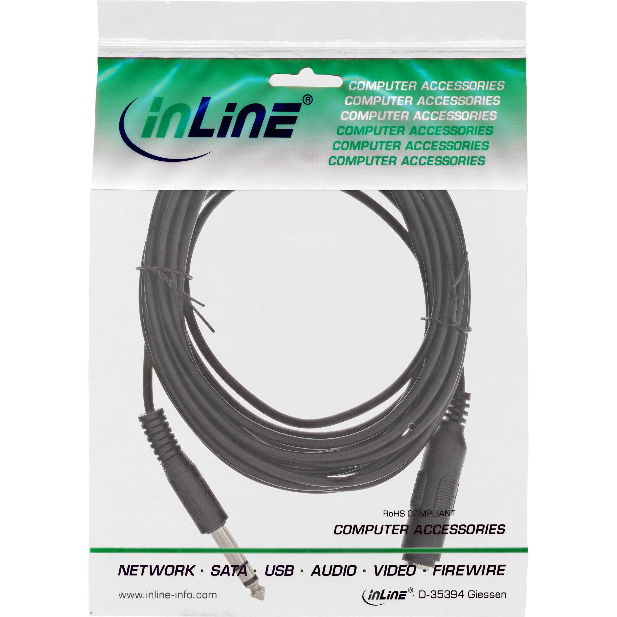 INLINE - Klinkenverlängerung - 6,3mm Klinke Stecker / Buchse - 5m - Stereo