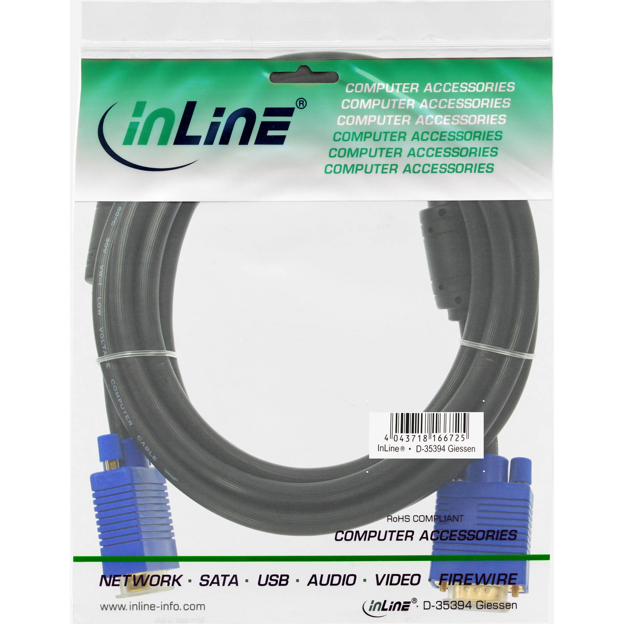 INLINE - S-VGA Kabel Premium - 15pol HD Stecker / Stecker - schwarz - 3m