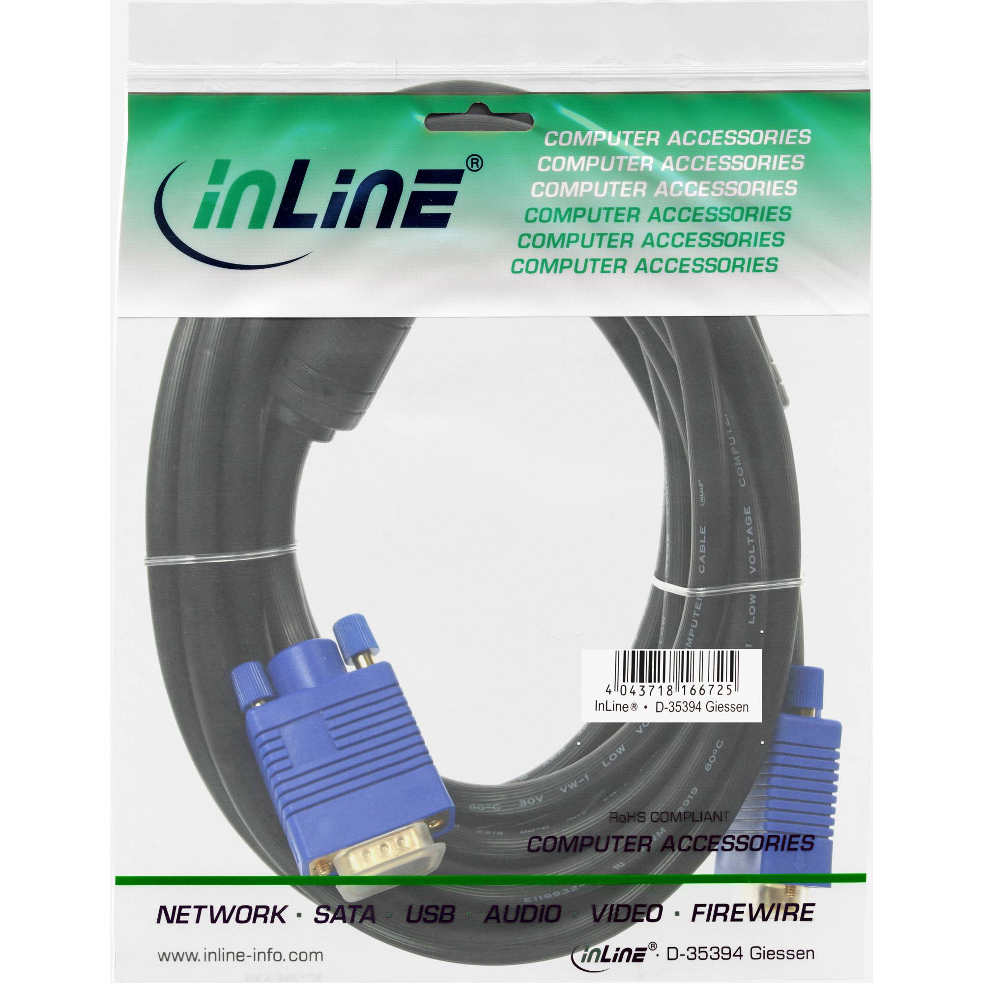 INLINE - S-VGA Kabel Premium - 15pol HD Stecker / Stecker - schwarz - 10m