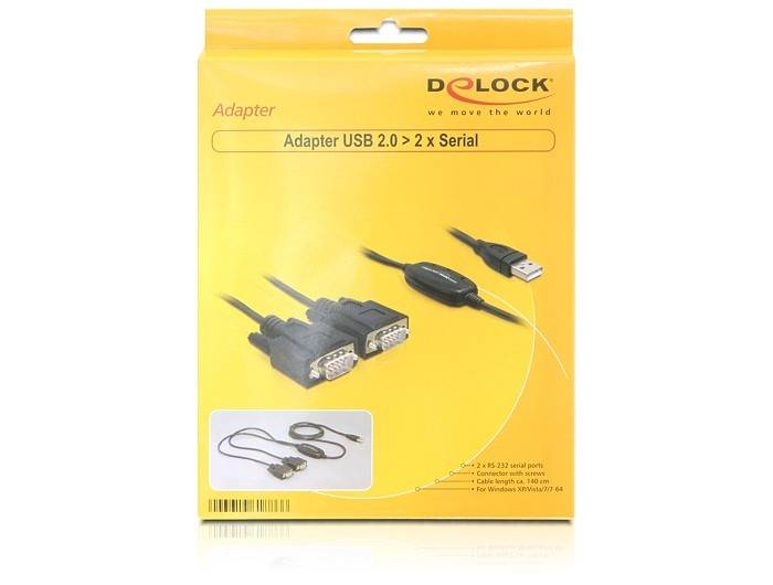 Delock Adapter USB 2.0 > 2 x Seriell - Kabel USB / seriell - USB (M)