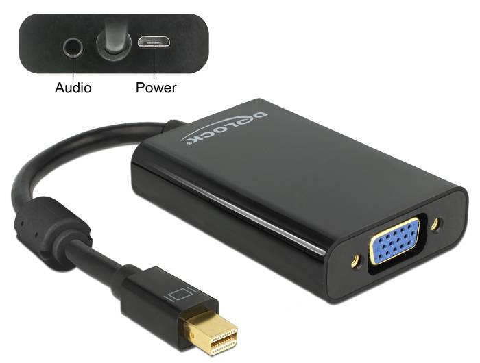 Delock Adapterkabel mini DisplayPort 1.1 Stecker >VGA Buchse + Audio 21 cm schwarz
