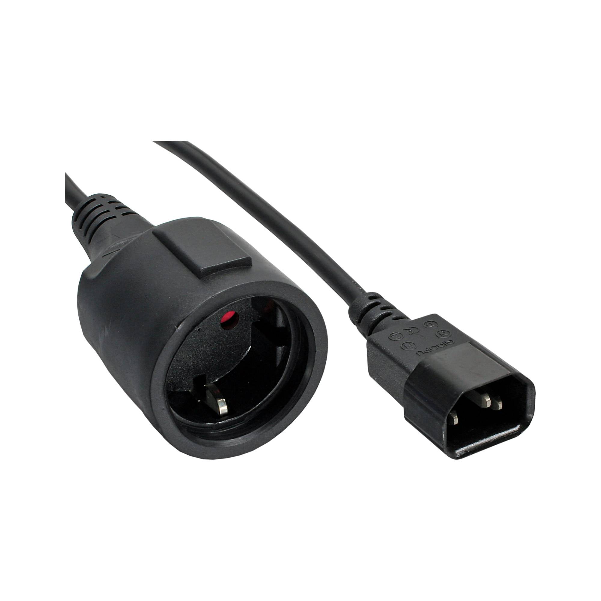 INLINE - Netz Adapter Kabel - Kaltgeräte C14 auf Schutzkontakt Buchse - 1m