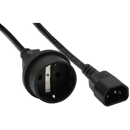 INLINE - Netz Adapter Kabel - Kaltgeräte C14 auf Schutzkontakt Buchse - 1m