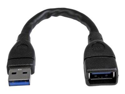 StarTech.com 15cm USB 3.0 Verlängerungskabel - USB 3 Typ A Kabel Verlängerung - Stecker/ Buchse - Schwarz - USB-Verlänge