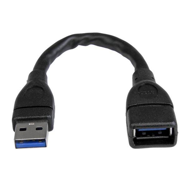 StarTech.com 15cm USB 3.0 Verlängerungskabel - USB 3 Typ A Kabel Verlängerung - Stecker/ Buchse - Schwarz - USB-Verlänge