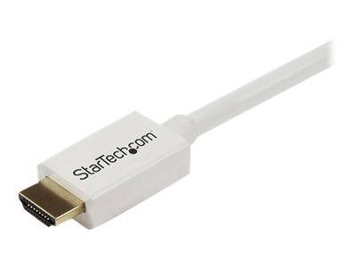 Weißer StarTech.com Kabelstecker mit HDMI-artigem Stecker auf einfachem Hintergrund.