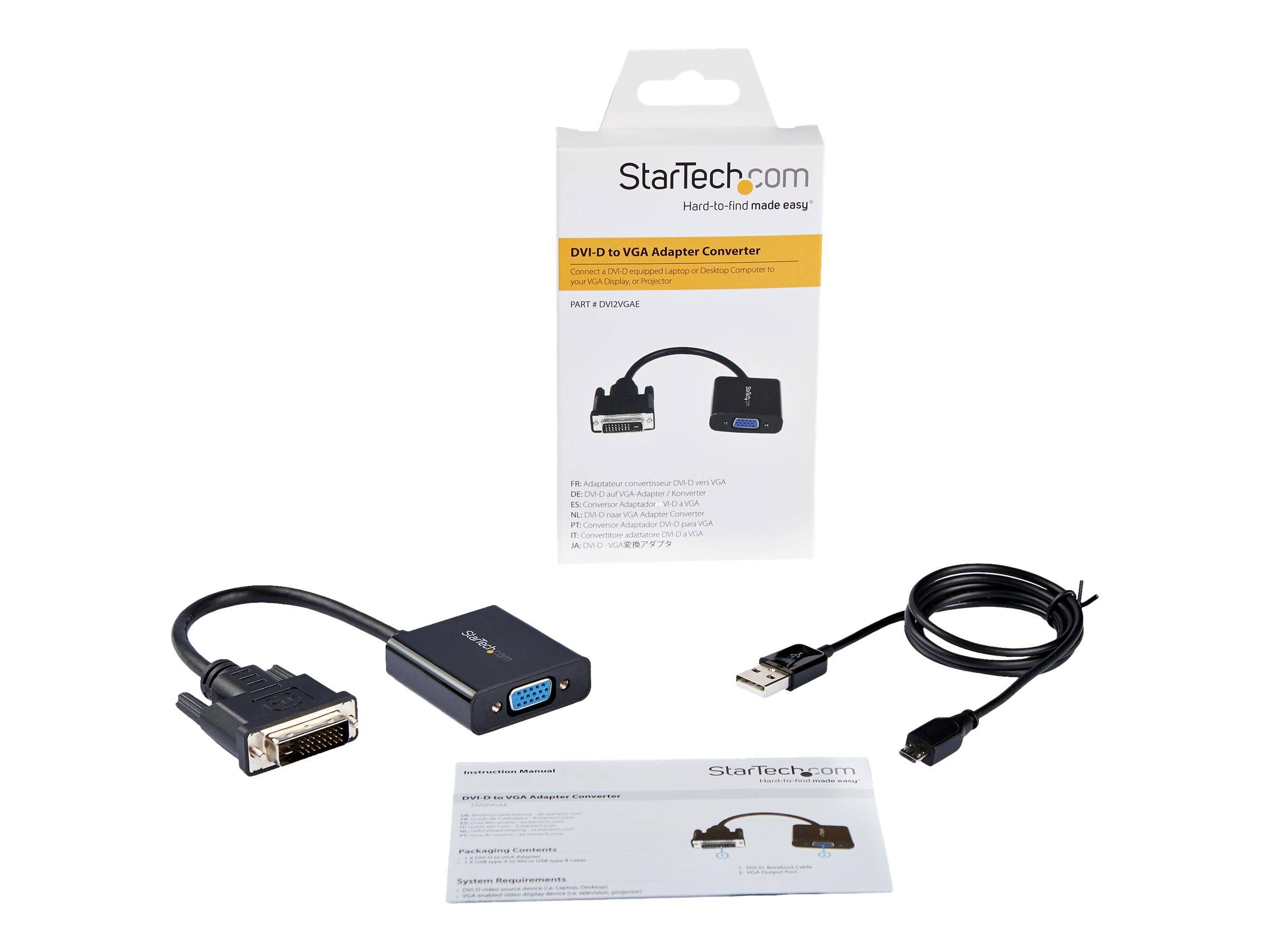 StarTech.com DVI-D auf VGA Aktives Video Adapter/ Konverter Kabel - DVI zu VGA Wandler Box Stecker / Buchse - 1920x1200