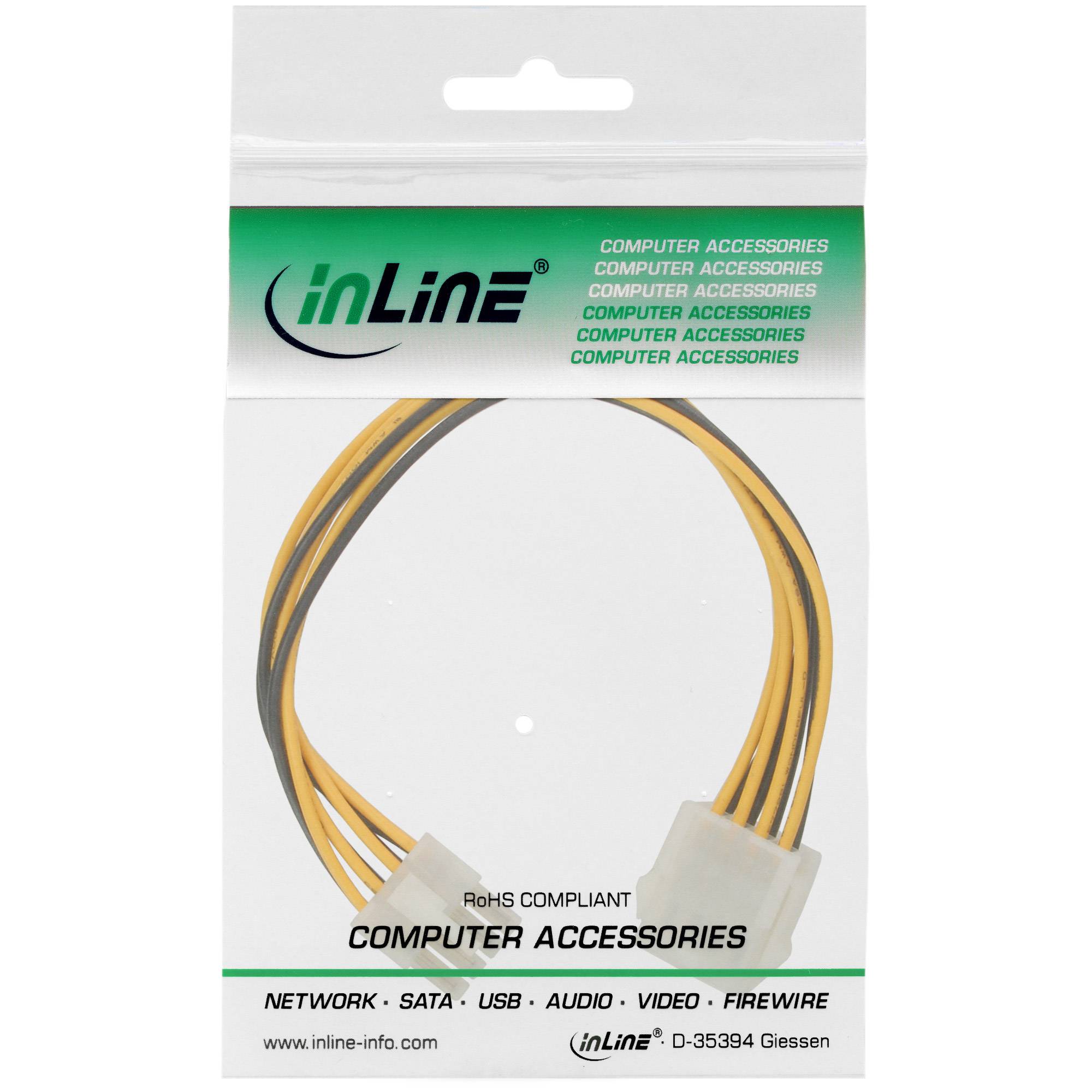 INLINE - Strom Verlängerung intern - Netzteil zu Mainboard 8pol. ST / BU - 0,20m