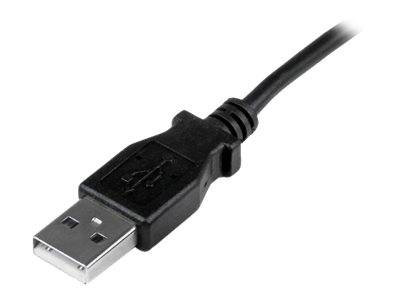 Nahaufnahme eines schwarzen USB-Typ-A-Steckers auf weißem Hintergrund.