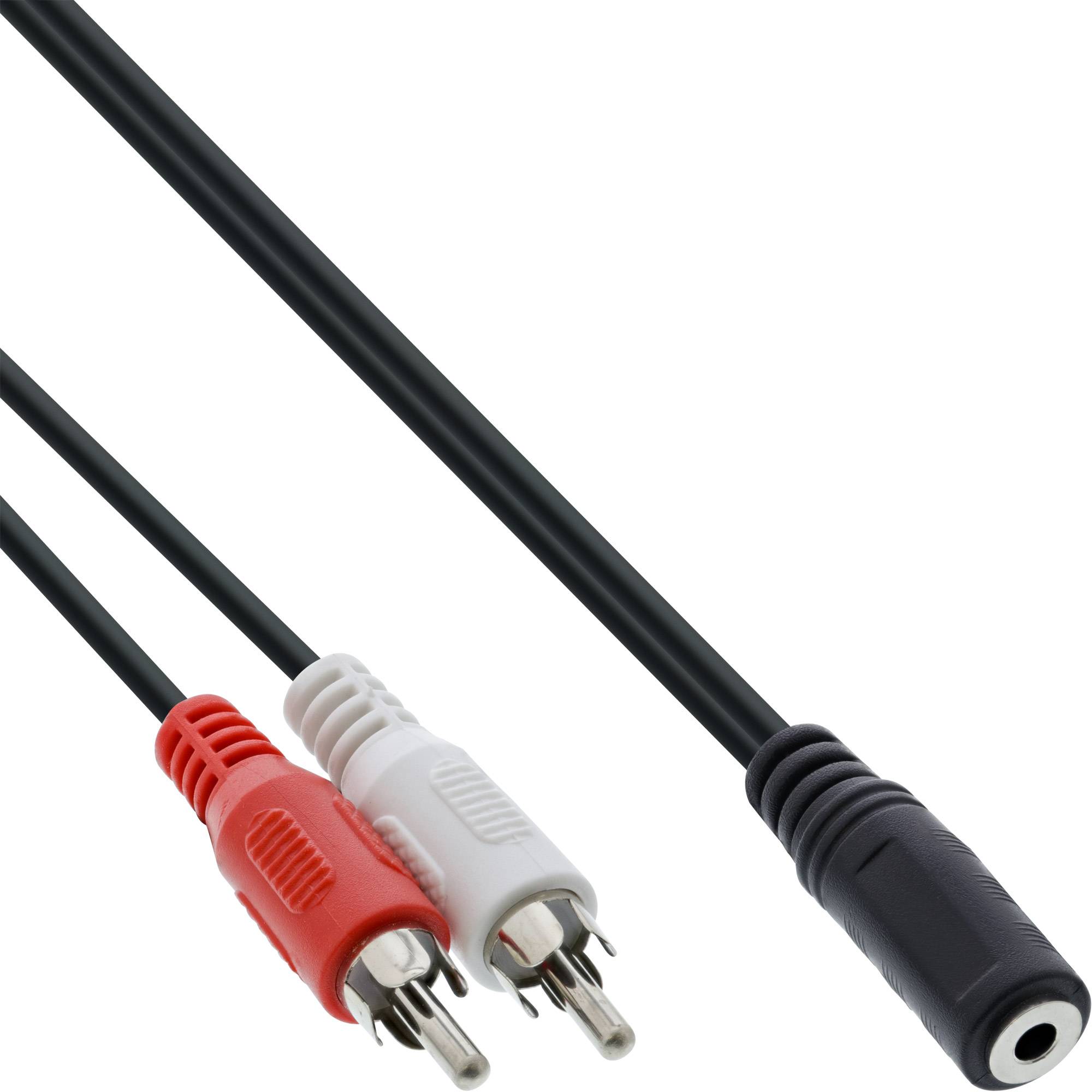 INLINE - Cinch/Klinke Kabel - 2x Cinch Stecker an 3,5mm Klinke Buchse - 1m
