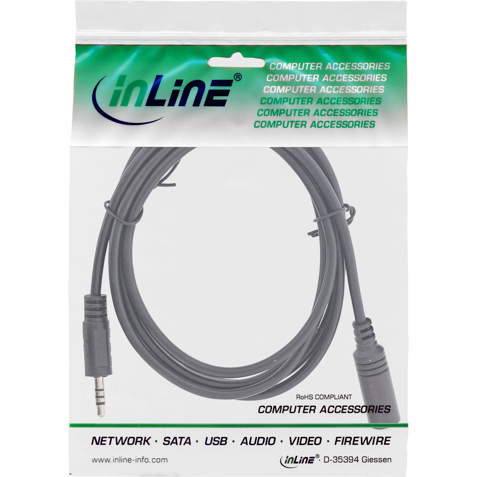 INLINE - Klinken Adapterkabel 4pol. 2,5mm Stecker -> 4pol. 3,5mm Buchse - 3m
