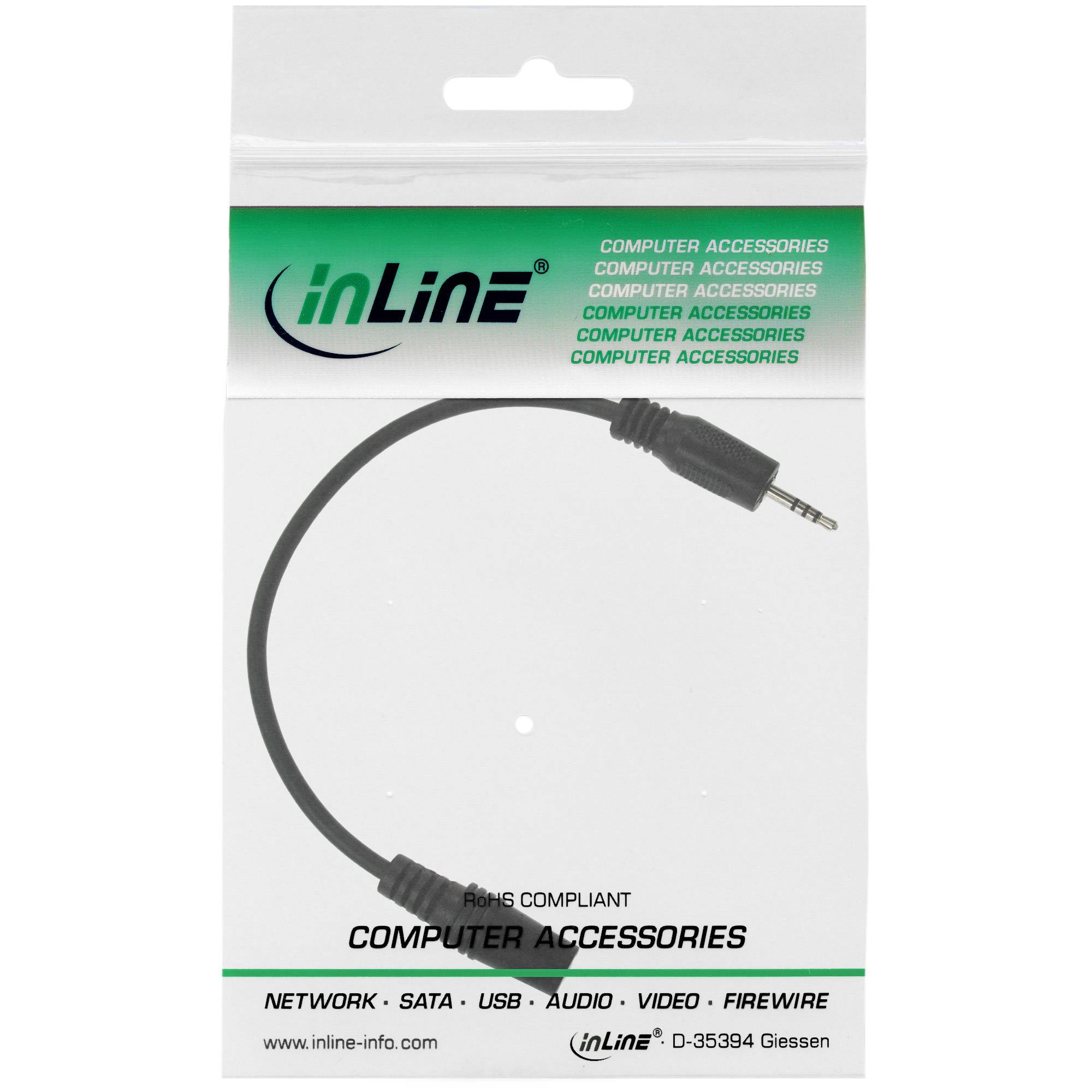 INLINE - Klinken Adapterkabel 4pol. 2,5mm Stecker -> 4pol. 3,5mm Buchse - 5m