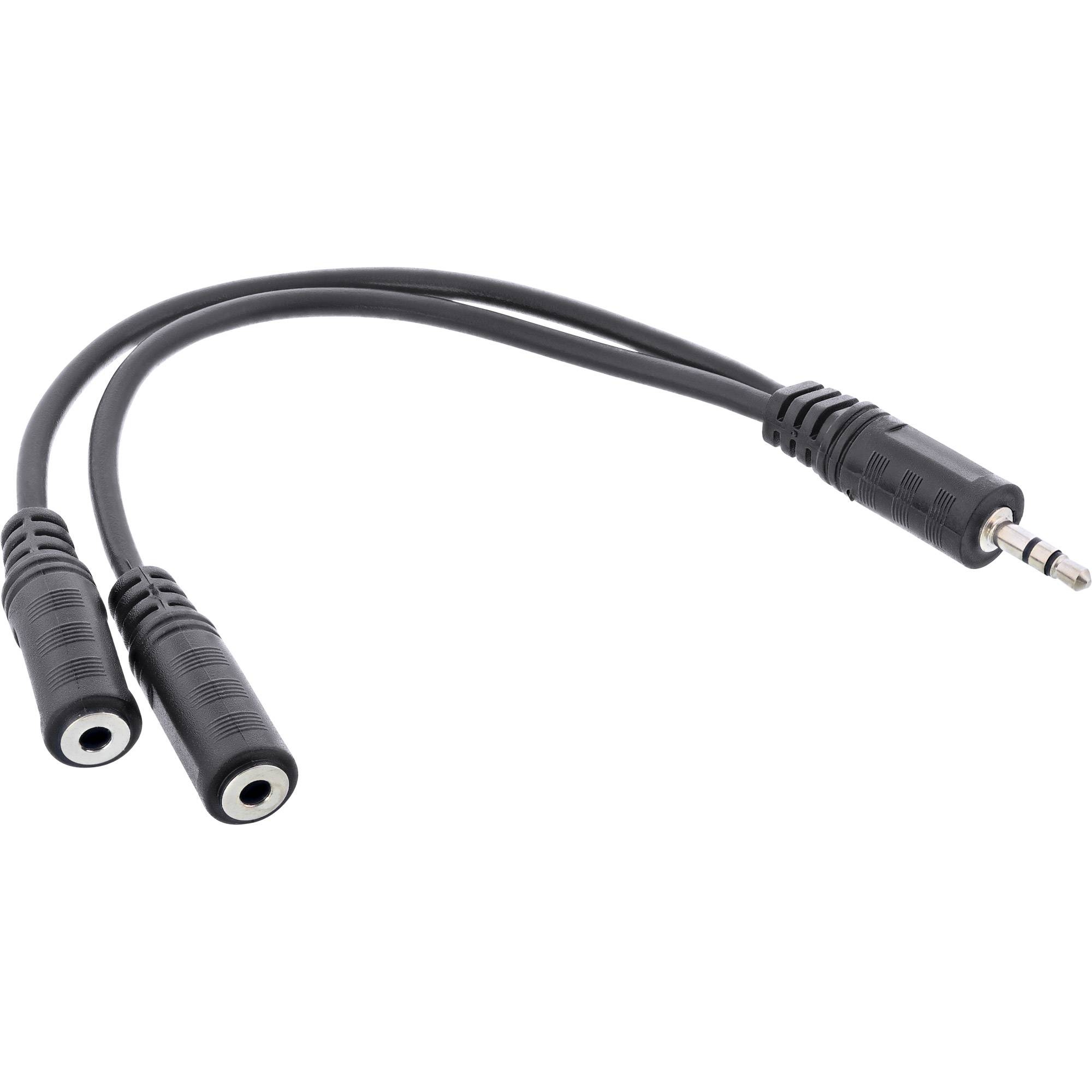 INLINE - Klinken Y-Kabel - 3,5mm Klinke ST an 2x 3,5mm Klinke BU - Stereo - 0,2m