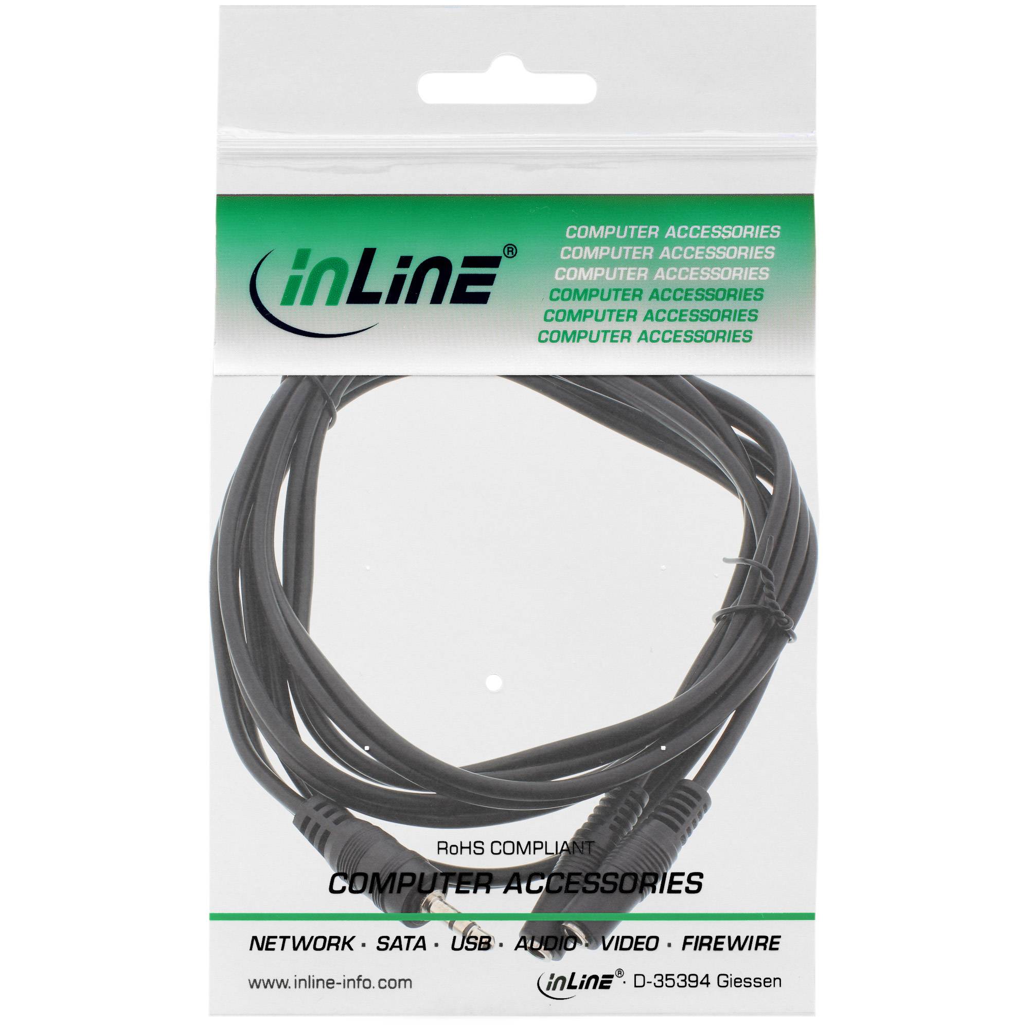 INLINE - Klinken Y-Kabel - 3,5mm Klinke ST an 2x 3,5mm Klinke BU - Stereo - 5m