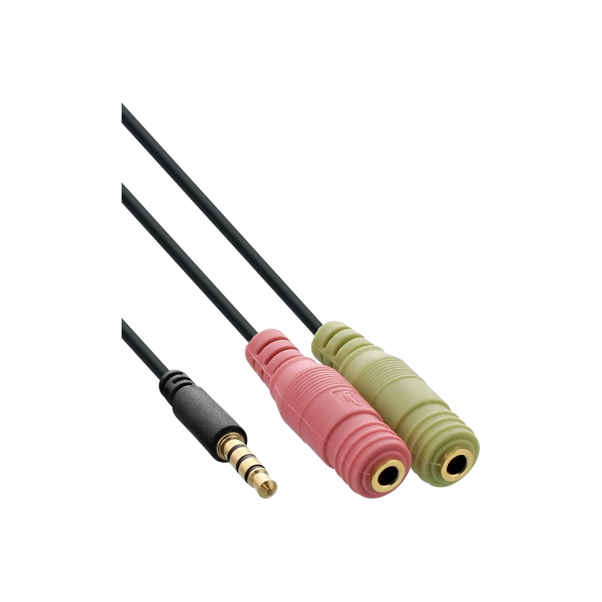 INLINE - Headset Adapterkabel - 3,5mm Stecker an 2x3,5mm Buchse - schwarz - 2m